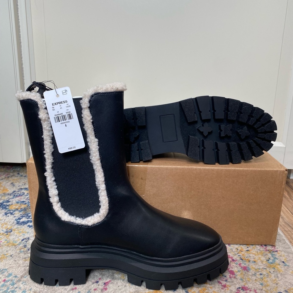 Express Women's Black Shearling Boots